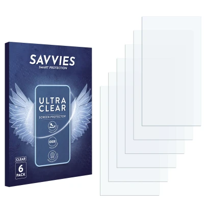 Parte frontal de un envase de producto con el logotipo de la marca Savvies. Al lado está el protector de pantalla correspondie
