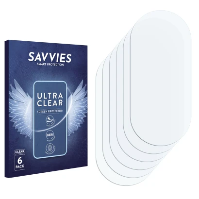 Parte frontal de un envase de producto con el logotipo de la marca Savvies. Al lado está el protector de pantalla correspondie