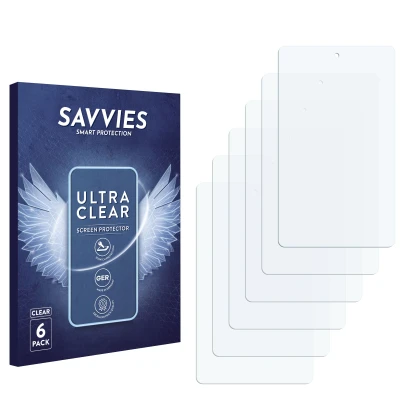 Parte frontal de un envase de producto con el logotipo de la marca Savvies. Al lado está el protector de pantalla correspondie