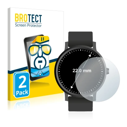 Parte frontal de un envase de producto con el logotipo de la marca BROTECT. Al lado se muestra el dispositivo Relojes (Circula