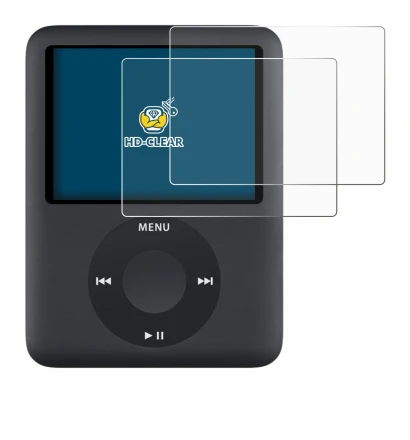 Imagen del dispositivo Apple iPod nano (3a Gen.) con una amplia variedad de protectores de pantalla.