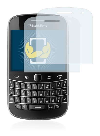 Imagen del dispositivo RIM BlackBerry Bold Touch 9900 con una amplia variedad de protectores de pantalla.