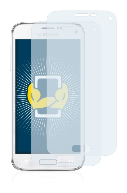 Imagen del dispositivo Samsung Galaxy S5 Mini SM-G800 con una amplia variedad de protectores de pantalla.