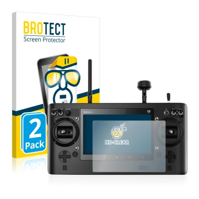 Parte frontal de un envase de producto con el logotipo de la marca BROTECT. Al lado se muestra el dispositivo Yuneec ST16 con