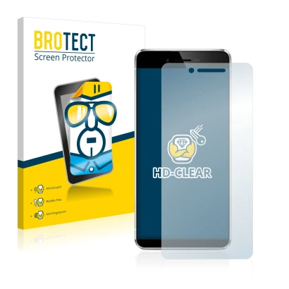 Parte frontal de un envase de producto con el logotipo de la marca BROTECT. Al lado se muestra el dispositivo Vernee Mars con