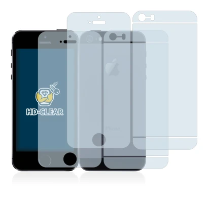 Imagen del dispositivo Apple iPhone 5S (Frontal+Trasero) con una amplia variedad de protectores de pantalla.