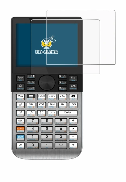 Imagen del dispositivo HP Prime con una amplia variedad de protectores de pantalla.