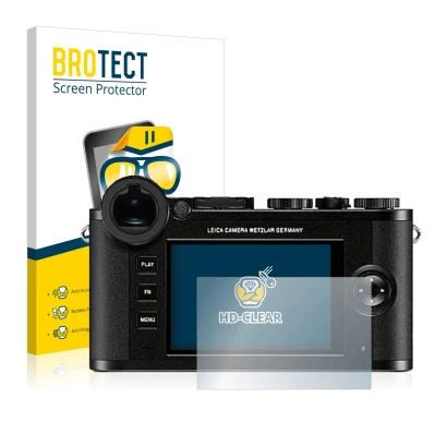 Parte frontal de un envase de producto con el logotipo de la marca BROTECT. Al lado se muestra el dispositivo Leica CL con su