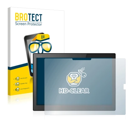 Parte frontal de un envase de producto con el logotipo de la marca BROTECT. Al lado se muestra el dispositivo Lenovo ThinkPad 