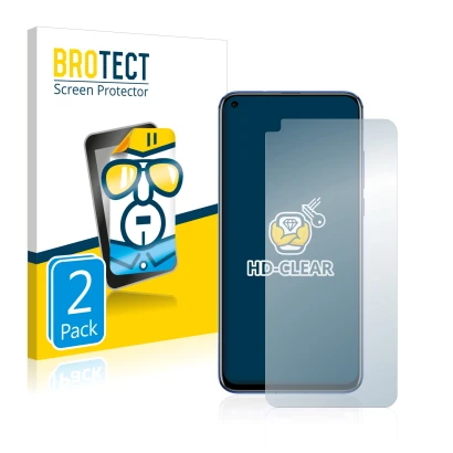 Parte frontal de un envase de producto con el logotipo de la marca BROTECT. Al lado se muestra el dispositivo Honor View 20 co