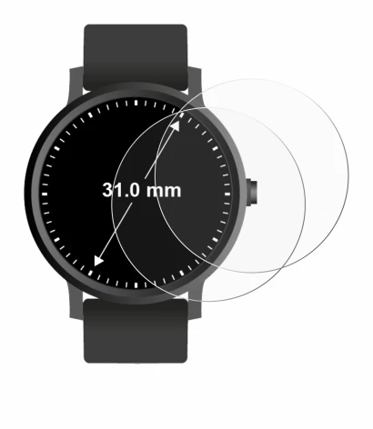 Imagen del dispositivo Circular Displays (ø: 31 mm) con una amplia variedad de protectores de pantalla.
