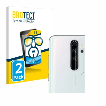 Parte frontal de un envase de producto con el logotipo de la marca BROTECT. Al lado se muestra el dispositivo Xiaomi Redmi Not