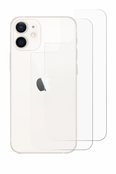 Imagen del dispositivo Apple iPhone 12 mini (Trasero) con una amplia variedad de protectores de pantalla.