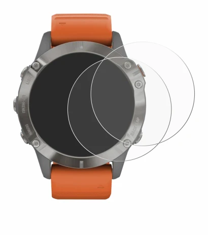 Imagen del dispositivo Garmin Fenix 6 Pro Solar con una amplia variedad de protectores de pantalla.