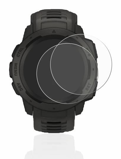 Imagen del dispositivo Garmin Instinct Solar con una amplia variedad de protectores de pantalla.