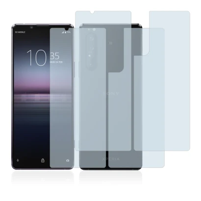 Imagen del dispositivo Sony Xperia 1 II (Frontal+Trasero) con una amplia variedad de protectores de pantalla.