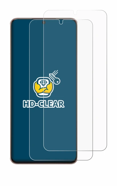 Imagen del dispositivo Samsung Galaxy S21 Plus 5G con una amplia variedad de protectores de pantalla.