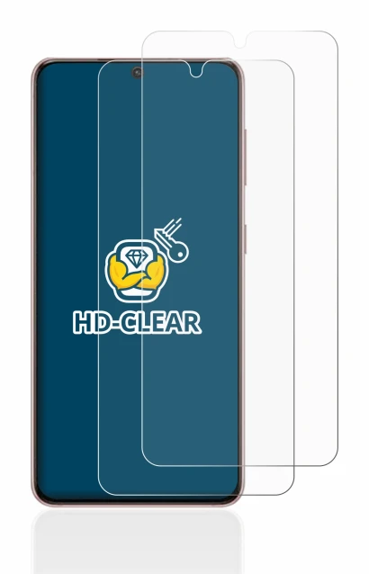 Imagen del dispositivo Samsung Galaxy S21 5G con una amplia variedad de protectores de pantalla.