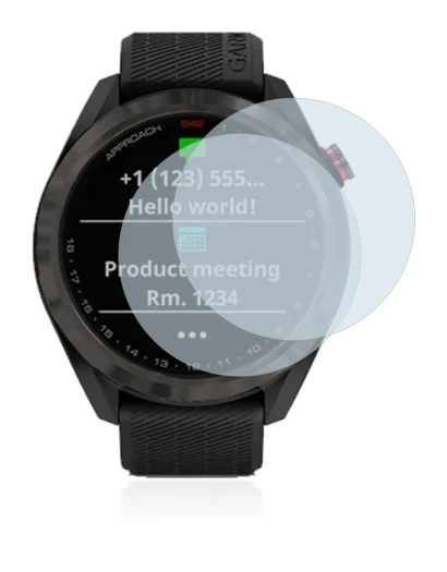 Imagen del dispositivo Garmin Approach S42 con una amplia variedad de protectores de pantalla.