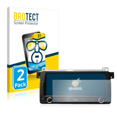 Parte frontal de un envase de producto con el logotipo de la marca BROTECT. Al lado se muestra el dispositivo Xtrons PQ8046BL