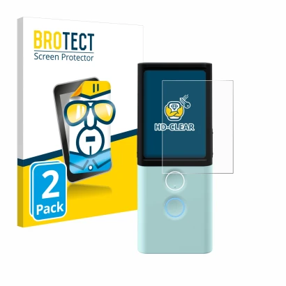 Parte frontal de un envase de producto con el logotipo de la marca BROTECT. Al lado se muestra el dispositivo Vasco Translator