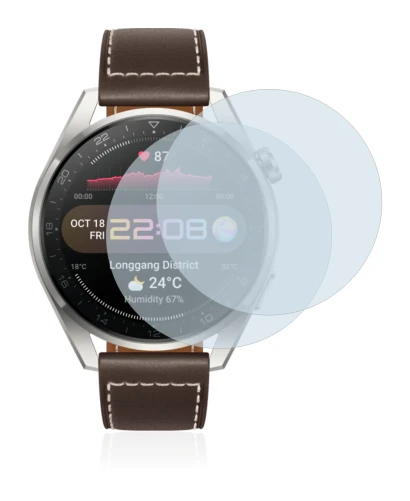 Imagen del dispositivo Huawei Watch 3 Pro con una amplia variedad de protectores de pantalla.