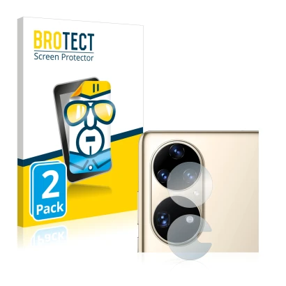 Parte frontal de un envase de producto con el logotipo de la marca BROTECT. Al lado se muestra el dispositivo Huawei P50 Pro (