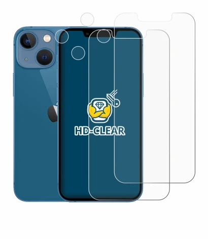 Imagen del dispositivo Apple iPhone 13 mini (Frontal+Cámara) con una amplia variedad de protectores de pantalla.