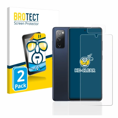 Parte frontal de un envase de producto con el logotipo de la marca BROTECT. Al lado se muestra el dispositivo Samsung Galaxy S