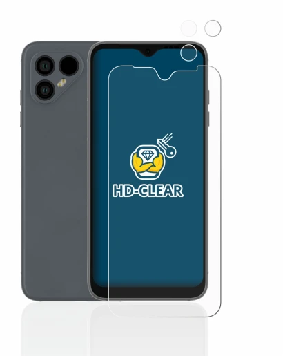 Imagen del dispositivo Fairphone 4 (Frontal+Cámara) con una amplia variedad de protectores de pantalla.