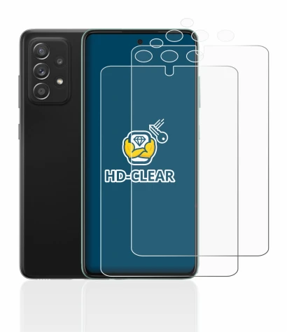 Imagen del dispositivo Samsung Galaxy A52s 5G (Frontal+Cámara) con una amplia variedad de protectores de pantalla.