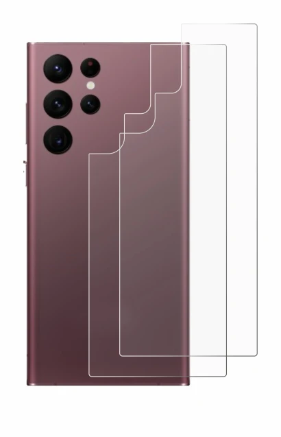 Imagen del dispositivo Samsung Galaxy S22 Ultra 5G (Trasero) con una amplia variedad de protectores de pantalla.