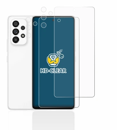 Imagen del dispositivo Samsung Galaxy A53 5G (Frontal+Cámara) con una amplia variedad de protectores de pantalla.