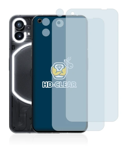 Imagen del dispositivo Nothing Phone (1) (Frontal+Cámara) con una amplia variedad de protectores de pantalla.