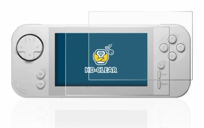 Imagen del dispositivo Evercade EXP con una amplia variedad de protectores de pantalla.