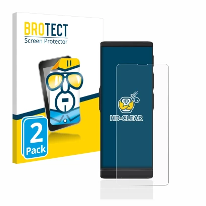 Parte frontal de un envase de producto con el logotipo de la marca BROTECT. Al lado se muestra el dispositivo Vasco Translator