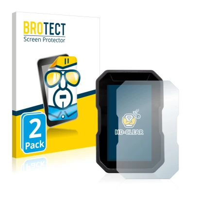 Parte frontal de un envase de producto con el logotipo de la marca BROTECT. Al lado se muestra el dispositivo Ducati DesertX 2