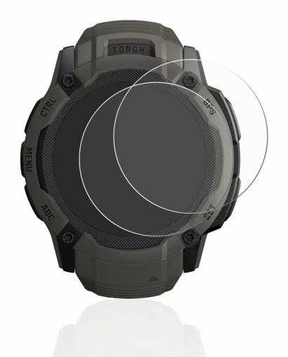 Imagen del dispositivo Garmin Instinct 2X Solar con una amplia variedad de protectores de pantalla.
