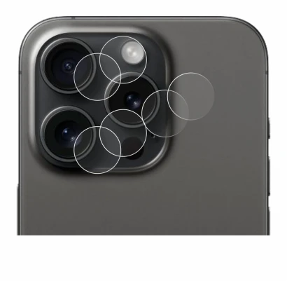 Imagen del dispositivo Apple iPhone 15 Pro (SÓLO Cámara) con una amplia variedad de protectores de pantalla.