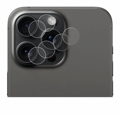 Imagen del dispositivo Apple iPhone 15 Pro Max (SÓLO Cámara) con una amplia variedad de protectores de pantalla.