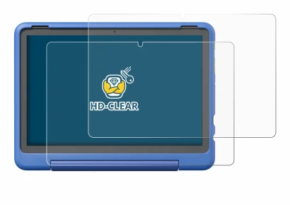 Imagen del dispositivo Amazon Fire HD 10 Kids Pro 2023 con una amplia variedad de protectores de pantalla.