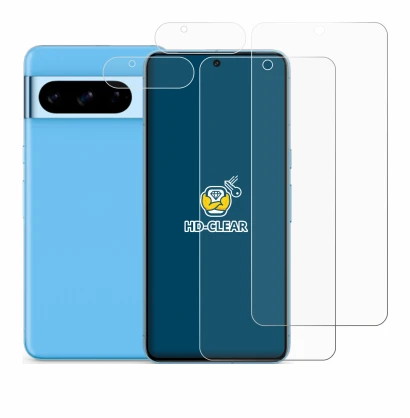 Imagen del dispositivo Google Pixel 8 Pro (Frontal+Cámara) con una amplia variedad de protectores de pantalla.