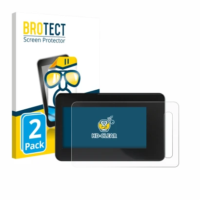 Parte frontal de un envase de producto con el logotipo de la marca BROTECT. Al lado se muestra el dispositivo Shimano Steps SC