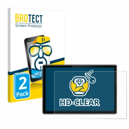 Parte frontal de un envase de producto con el logotipo de la marca BROTECT. Al lado se muestra el dispositivo Doogee U10 con s