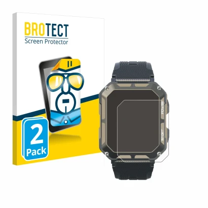 Parte frontal de un envase de producto con el logotipo de la marca BROTECT. Al lado se muestra el dispositivo Blackview C20Pro