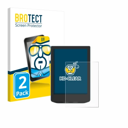 Parte frontal de un envase de producto con el logotipo de la marca BROTECT. Al lado se muestra el dispositivo Vivlio Light HD