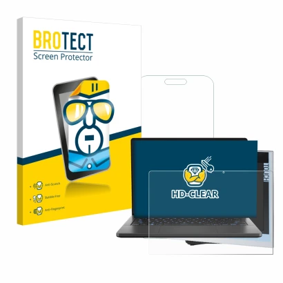 Parte frontal de un envase de producto con el logotipo de la marca BROTECT. Al lado se muestra el dispositivo ASUS ROG Zephyru