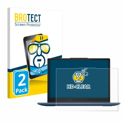 Parte frontal de un envase de producto con el logotipo de la marca BROTECT. Al lado se muestra el dispositivo Lenovo IdeaPad F