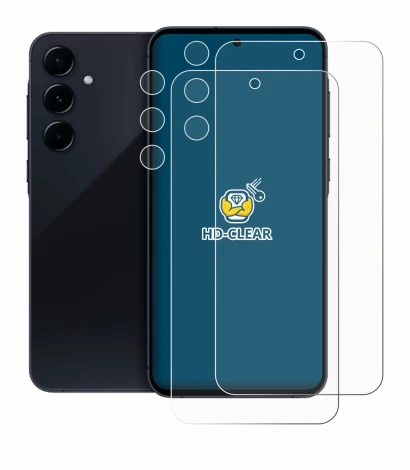 Imagen del dispositivo Samsung Galaxy A55 5G (Frontal+Cámara) con una amplia variedad de protectores de pantalla.