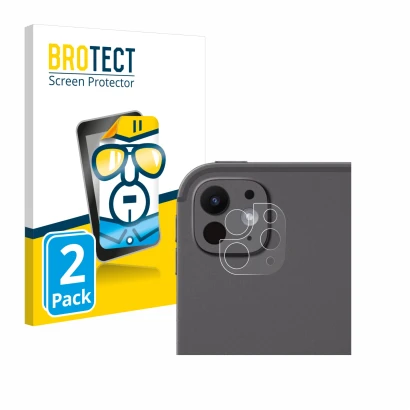 Parte frontal de un envase de producto con el logotipo de la marca BROTECT. Al lado se muestra el dispositivo Apple iPad Pro 1